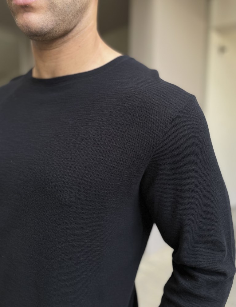 NDC ανδρική μαύρη μακρυμάνικη μπλούζα με ανάγλυφο ύφασμα 2311410 φωτογραφία